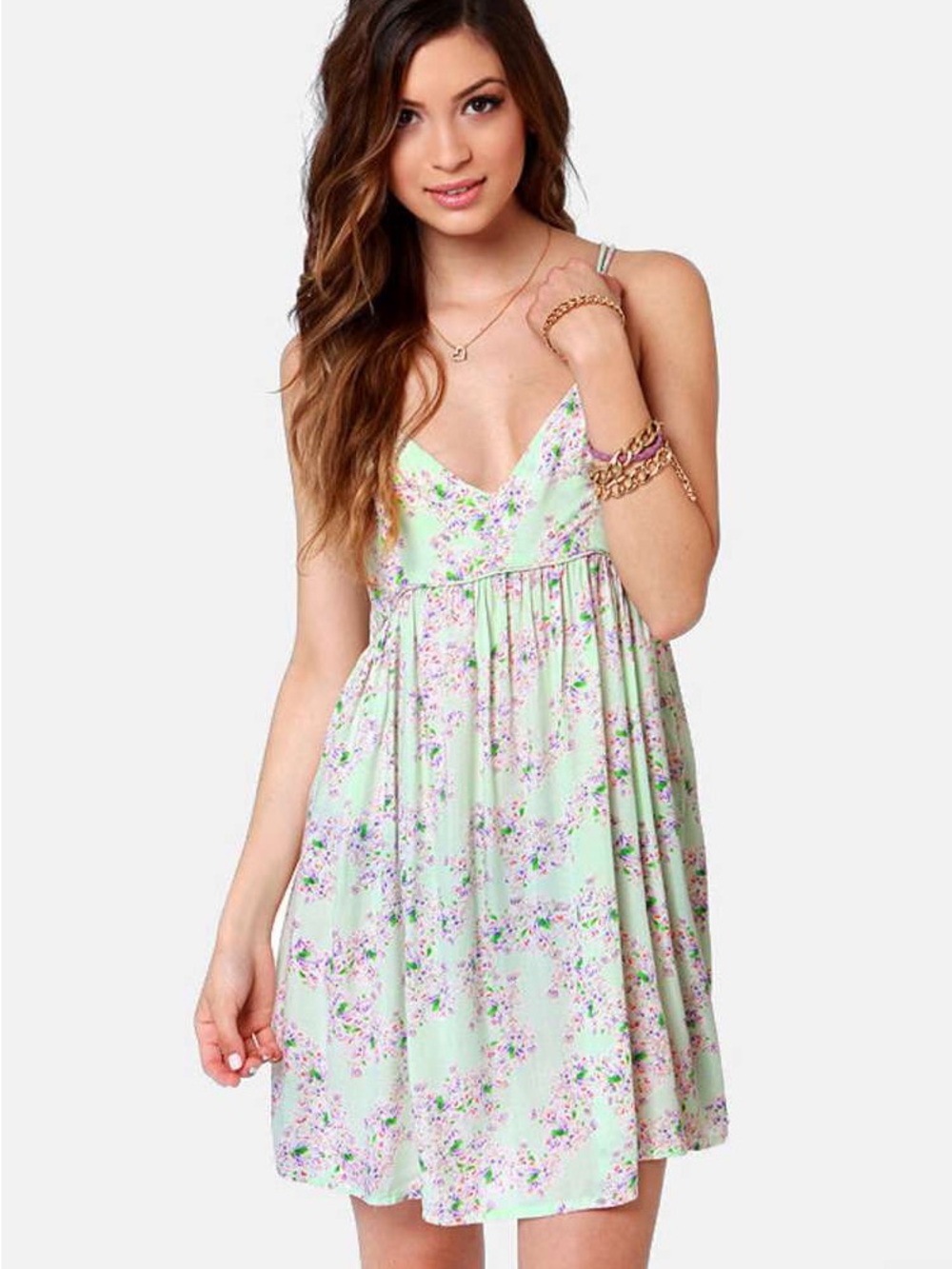 O’Neill creek mint floral print dress womens medium